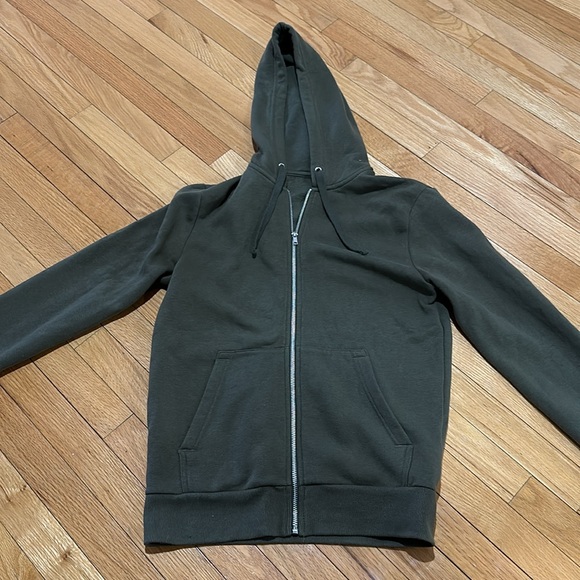 H&M Basic Zip Hoodie Sweater - Dark Green - Size Small - Picture 2 of 7